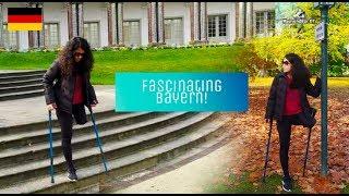 Amputee girl with crutches takes a trip to Eremitage in Bayreuth |Amputee woman