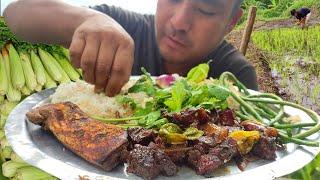 crispy pork || soya pork || green vegetables || Naga eating show || kents vlog.