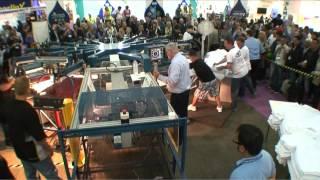 T-shirt screen printing record shattered by M&R Challenger III D J4 automatic screen printing press