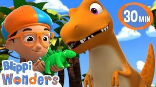 Blippi Wonders - Blippi Meets A Dinosaur + More! | Blippi Animated Series | Kids Cartoon
