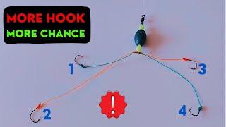 How to make Multi Hook Fishing Rig | 4 Hooks Fishing Rig