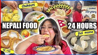 i cook and eat nepali food for 24hrs *spicy* jhol momo️chukauni, sel roti  | ThatQuirkyMiss