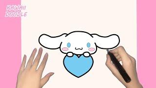 HOW TO DRAW CUTE CINNAMOROLL HEART ICON~ STEP BY STEP ~ KAWAII DOODLE