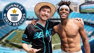 Breaking Dude Perfect's World Records with Mr Beast | Cam Newton Vlogs