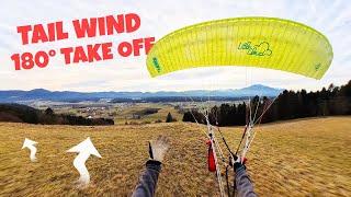 180° TAIL WIND Paragliding Take Off