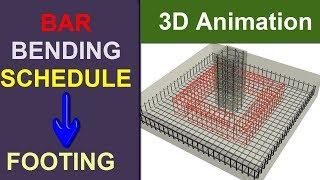 Bar Bending Schedule of Footing with 3D Animation