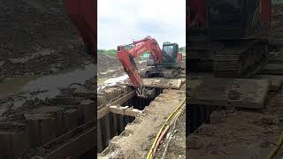 Mud pit excavator operation