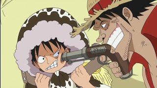 Luffy unleashes Royal Haki against the fake Luffy and easily eliminates him from One Piece