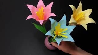 Crini din hartie ORIGAMI  Lily Flower / DIY paper flowers / How to make a paper Lily