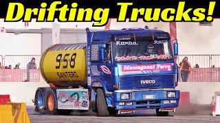 Drifting Trucks Show! - Iveco Turbostar 190-48 Cisterna, Scania 142 & 144L - V8 Engine Sound 