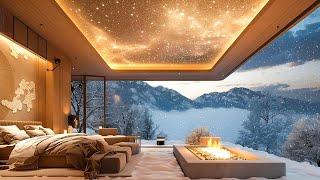 Warm Winter With Relaxing Jazz Music - Smooth Jazz In The Luxurious Living Room Space With Fireplace