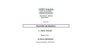 Correction d'exam Contrôle de gestion Session Normale 2020 Pr WAFIA NOKAIRI