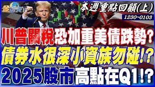 川普關稅恐加重美債跌勢？ 債券水很深小資族勿碰！？ 2025股市高點在Q1！？ 牛市尾巴＂棄大作小＂變鐵律！？｜20241230-20250103【本週重點回顧上】