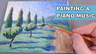 Van Gogh & Monet Mix Style Oil Painting | Landscape Painting With Piano Music | My Art Therapy