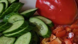 Cutting Cucumber and Pepper