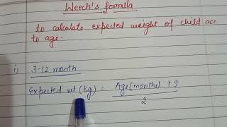 Weech's formula for calculating weight in children#weech'sformula#weight #children