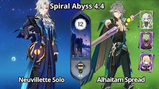 C0 Neuvillette Solo & C0 Alhaitam Spread - Spiral Abyss 4.4 Floor 12 Genshin Impact