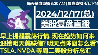 美股直播12/17[复盘] 早上提醒震荡行情, 现在趋势如何来 迎接明天美联储? 明天点阵图怎么看?TSLA, NVDA 等周二美股分析总汇