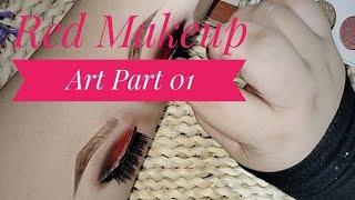 Red Makeup Art Part 01  easy and beautiful #makeup #redmakeup #makeupartist #makeuptutorial