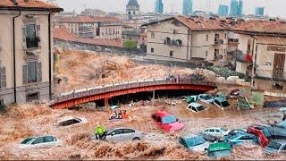 Italy is not doing well! Trains and cars floating in water, flooding and storm in Bari