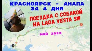 Красноярск - Анапа май 2023 , едем с собакой на Lada Vesta SW