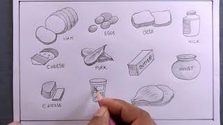 how to draw protein foods/protein foods drawing