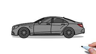 How to draw a MERCEDES-BENZ CLS 63 AMG easy / drawing mercedes cls c218 step by step