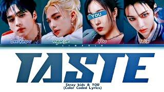 [KARAOKE] Stray Kids & YOU - TASTE (4 members ver.) (Color Coded Lyrics)