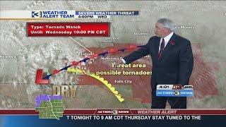 KMTV Meteorologist Jim Flowers highlights were tornado threat is greatest