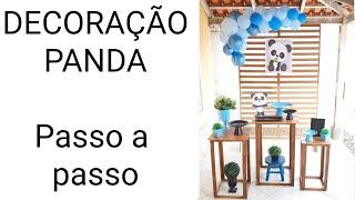 DECORAÇÃO PANDA AZUL / FESTA ANIVERSÁRIO SIMPLES, passo a passo Mesversário