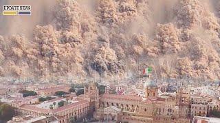 Horrible Today: New Footage of Etna Volcano Giant Crater Erupts - Ash And LAVA Raining Sicily City.