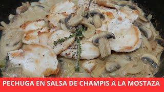 Pechuga en salsa de champiñones a la mostaza.- RecetasdeLuzMa