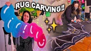 Super Satisfying RUG CARVING, Finishing the HUGE Bat Rug & GUMMY WORM RUG!