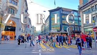 ZURICH SWITZERLAND  Walking tour from Lake to Bahnhofstrasse & JELMOLI 4K