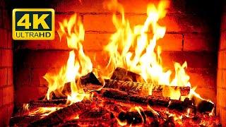  Cozy Fireplace 4K (12 HOURS). Fireplace with Crackling Fire Sounds. Fireplace Burning 4K
