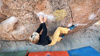 Bishop Bouldering: Smooth Shrimp [V6] Short Girl Beta with Spinal Fusion