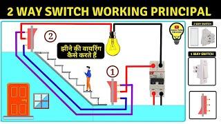 टू वे स्विच कैसे काम करता है || सीढ़ी/झीने की वायरिंग कैसे की जाती है 2-Way Switch Working Animation