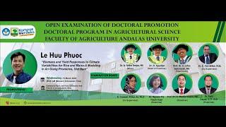 Open Examination of Doctoral Program in Agricultural Science Agriculture Faculty Universitas Andalas