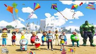 Shinchan Nobita Birthday celebrations kite fly - Hide & Seek Shinchan Doraemon Franklin GTA V Telugu