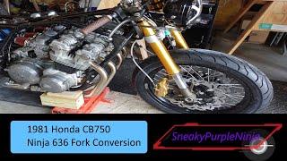 1981 Honda CB750 with Kawasaki Ninja 636 fork conversion Part 6