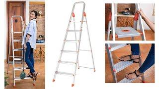 Bathla Advance 6-Step Fordable Aluminium Ladder with Sure-Hinge Technology