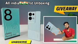 GIVEAWAY - Oppo RENO 8 PRO 5G Unboxing & First impressions - All INDIA 1st Video | Oppo Reno 8 Pro |