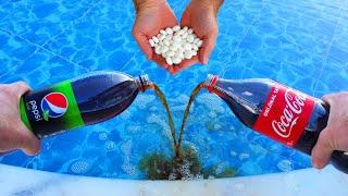 EXPERIMENT !! Underwater VS Pepsi, Coca Cola and Mentos