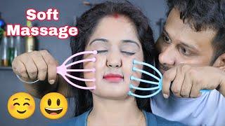 Soft Touch Massage For Lady | Head Massage With Water Spray | Neck Crack | Rolling Ball Face Massage