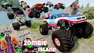 Monster Jam INSANE Marvel Monster Trucks Zombie Island | BeamNG Drive - Grave Digger