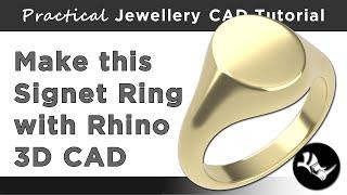 Signet Ring - Beginners Rhino Jewellery CAD Tutorial - Oval Pinky Ring