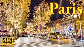 Paris, France - Paris Christmas Lights 2023 | Christmas Walk 4K  | Paris 4K | A Walk In Paris