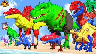 ALL SuperHero Dinosaurs Battle in Jurassic World |Dinosaur Pro 8 SuperHero Team|