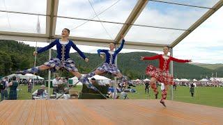 Scottish champions compete in Seann Triubhas Highland dancing during 2023 Ballater Highland Games