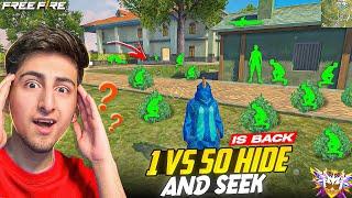 Biggest And Craziest Hide And Seek50 Vs 1 Open Map 1000Challenge[A_s Gaming] - Free Fire India